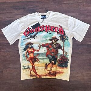 Godspeed White Short-Sleeve Graphic Beach Skull Tee